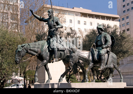 Plaze de Espana Madrid Spain Don Quixote Cervantes Stock Photo