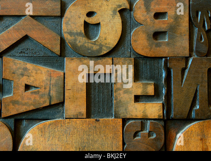 Wooden Printing Blocks Stock Photo