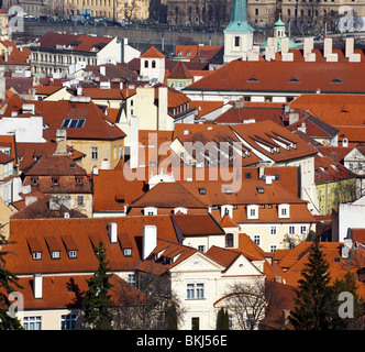 view of rooftops of buildings, Mala Strana, Little Quarter, Prague, Czech Republic Stock Photo