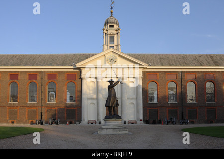 The statue of The Chelsea Pensioner in the grounds of the Royal Hospital in London`s Chelsea. Stock Photo