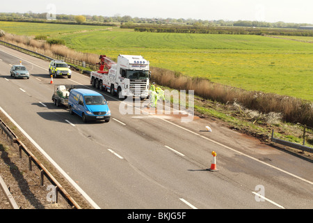 Aftermath of serious truck crash Stock Photo