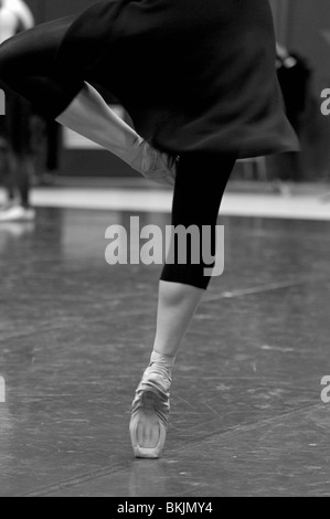 Ballet dancer practicing dance moves in studio. Stock Photo