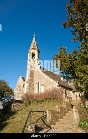 Looking up the steps to the church of St Michael and All Angels in Clifton Hampden, Oxfordshire, Uk Stock Photo