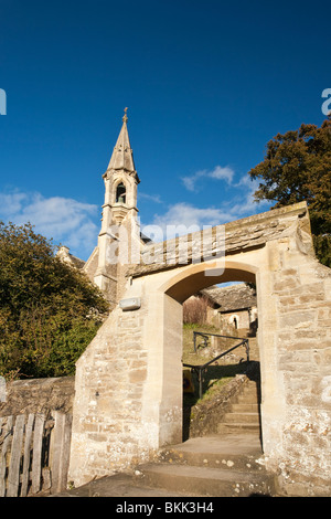 Looking up the steps to the church of St Michael and All Angels in Clifton Hampden, Oxfordshire, Uk Stock Photo