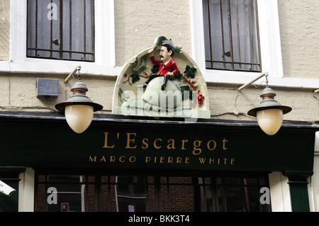 L'Escargot Restaurant owned by Marco Pierre White in Greek Street, Soho, London, England UK Stock Photo