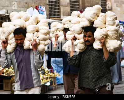 The old narrow market streets of Khan El Khalili in Cairo, Egypt. Stock Photo