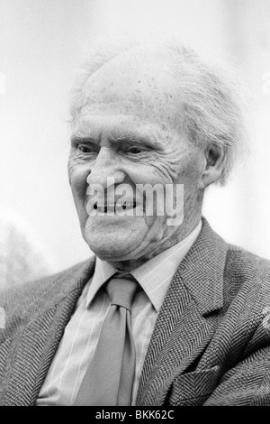 Legendary Welsh English language poet RS Thomas pictured at 1992 Hay Literature Festival Hay-on-Wye Powys Wales UK Stock Photo