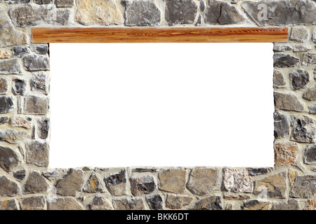 stone masonry wall window blank copy space Stock Photo