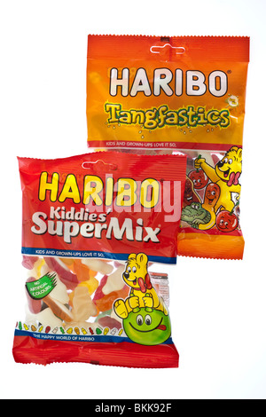 Two bags oh Haribo sweets kiddies super mix and Tangfastics Stock Photo