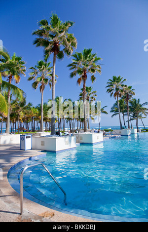 The pool area of the Caribe Hilton resort in San Juan, Puerto Rico, West Indies.