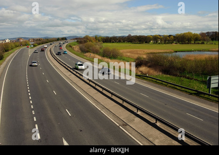 Traffic on the A55 expressway dual carriageway road near Rhyl, north wales UK Stock Photo