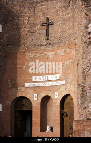 Curch of santa maria degli angeli and basilica in roman baths of the diocletian thermae, door entrance, rome Stock Photo