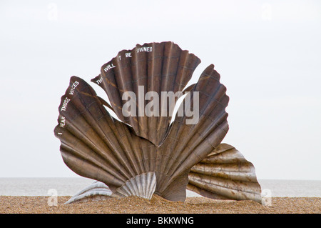 Scallop shell sculpture by Maggi Hambling in Aldeburgh Stock Photo