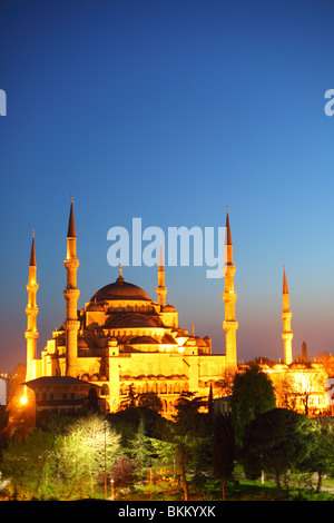 Night top view over Sultan Ahmed Mosque or Blue Mosque, Sultanahmet ...