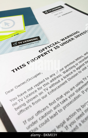 Official Warning letter from the TV licensing authority Stock Photo - Alamy