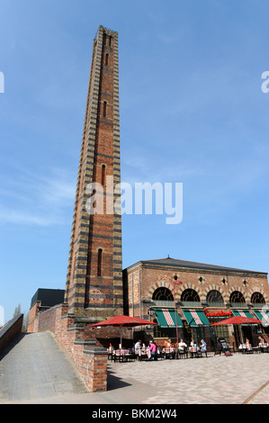 Tall brick chimney stack from a regenerated carpet factories in Kidderminster Worcestershire England UK Stock Photo