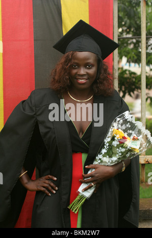 A young Ugandan graduate at her graduation ceremony Stock Photo