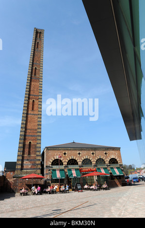 Tall brick chimney stack from a regenerated carpet factories in Kidderminster Worcestershire England UK Stock Photo