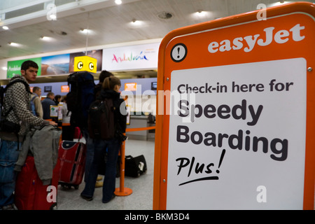 Easyjet passenger check in at South Terminal Gatwick airport. London. UK. Stock Photo