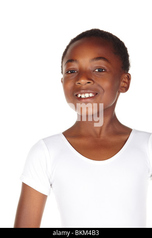 Young African ballet boy on white background showing various ballet steps and positions. Not Isolated Stock Photo