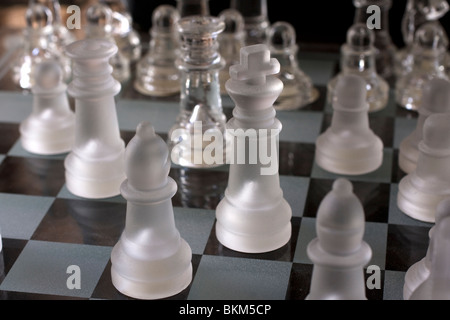 Glass chess set Stock Photo