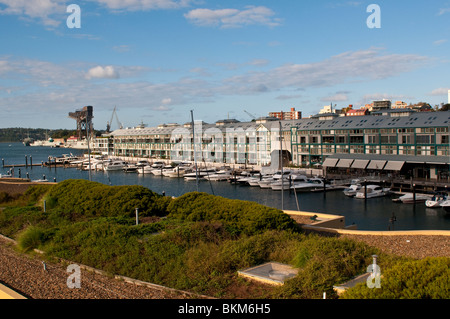 Blue Hotel, Finger Wharf, Woolloomooloo, Sydney, Australia Stock Photo