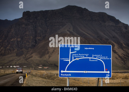 Farms that got hit by volcanic ash from the volcanic eruption in Eyjafjallajokull glacier, South Iceland. Stock Photo