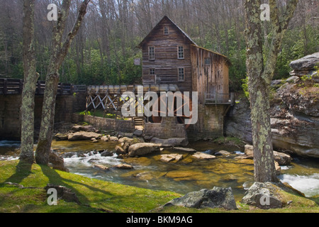 The Glade Creek Grist Mill in Babcock State Park West Virginia in early spring season Stock Photo