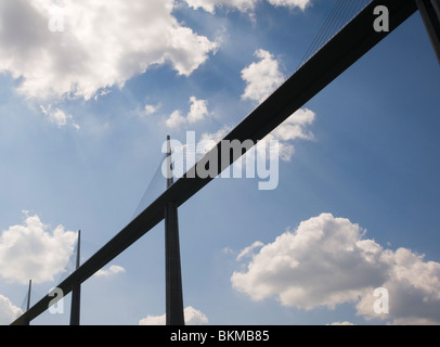 The Beautiful Millau Viaduct Suspension Bridge Carrying Traffic Over the Tarn River Aveyron Midi-Pyrenees France Stock Photo