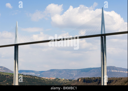 The Beautiful Millau Viaduct Suspension Bridge Carrying Traffic Over the Tarn River Aveyron Midi-Pyrenees France Stock Photo