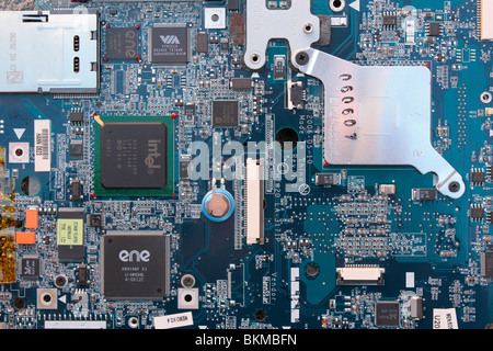 Close-up of circuitry on a laptop motherboard Stock Photo