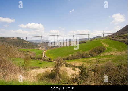 The Beautiful Millau Viaduct Suspension Bridge Carrying Traffic Over the Tarn River Aveyron Midi-Pyrenees France Stock Photo