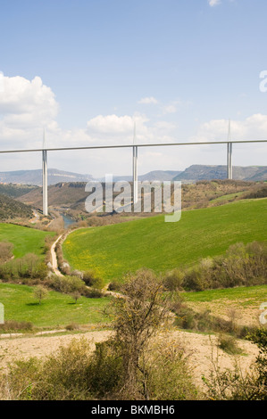 The Beautiful Millau Viaduct Suspension Bridge Carrying Traffic Over the Tarn River Aveyron Midi-Pyrenees France Stock Photo