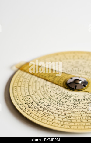 Concentric Binary Measuring Slide Ruler on white background. Stock Photo