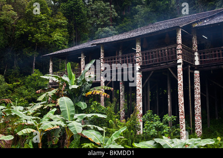 Orang Ulu Longhouse at the Sarawak Cultural Village, Damai Beach. Kuching, Sarawak, Borneo, Malaysia. Stock Photo