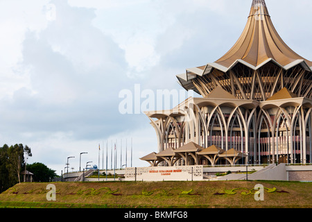 The Sarawak State Legislative Assembly Building on the Sarawak River. Kuching, Sarawak, Borneo, Malaysia. Stock Photo