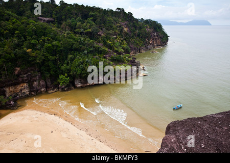 View of Teluk Pandan Kecil (Little Pandan Bay) in Bako National Park. Kuching, Sarawak, Borneo, Malaysia. Stock Photo