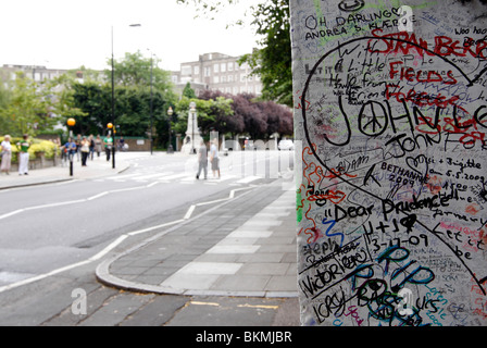 Graffiti on the walls of the famous Abbey Road studios in London's St John's Wood