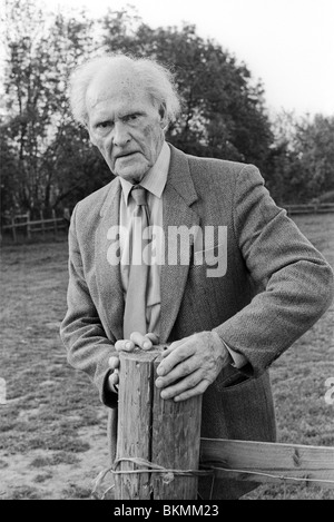 Legendary Welsh English language poet R.S. Thomas pictured at 1992 Hay Festival of Literature Hay-on-Wye Powys Wales UK Stock Photo