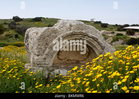 AN ANCIENT SINK WITHIN THE RUINS OF KOURION ON THE ISLAND OF CYPRUS. Stock Photo