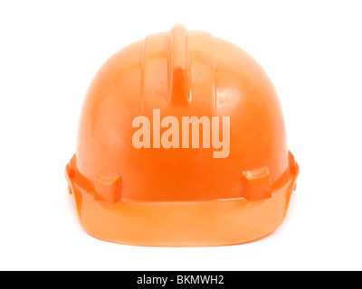 Orange safety helmet over white background Stock Photo