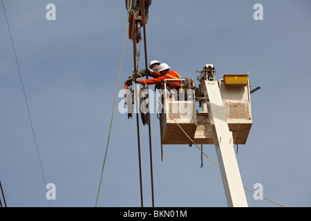 Construction of High Voltage Power Line Stock Photo