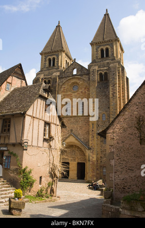 The Beautiful Medieval Historic Town of Conques with Famous Church of St Foy and Romanesque Architecture Aveyron France Stock Photo