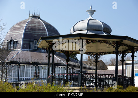 victorian bandstand and pavilion in the pavilion gardens Buxton Derbyshire England UK Stock Photo