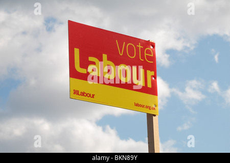 Sign for the Labour Party during the 2010 General Election campaign outside a house in West London, May 2010. Stock Photo