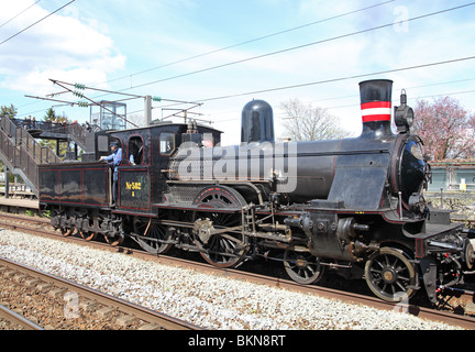 Preserved steam locomotive shunting, Rungsted Kyst, Denmark. Built for the Danish Railways by Societa Italiana Ernesto Breda in Italy in the year 1900 Stock Photo