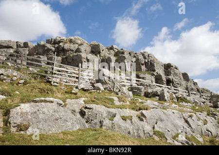 Looking up at the 'Limestone Pavement', 'Malham Cove', Yorkshire Dales. Stock Photo