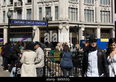 Underground Sign, Oxford Circus, Central London, people Stock Photo