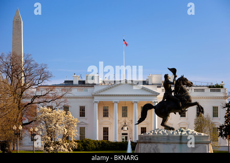 Statue of Andrew Jackson in front of the White House in Washington, DC, USA Stock Photo