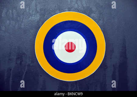 The British RAF roundel on the body of a world war 2 fighter aircraft. Stock Photo